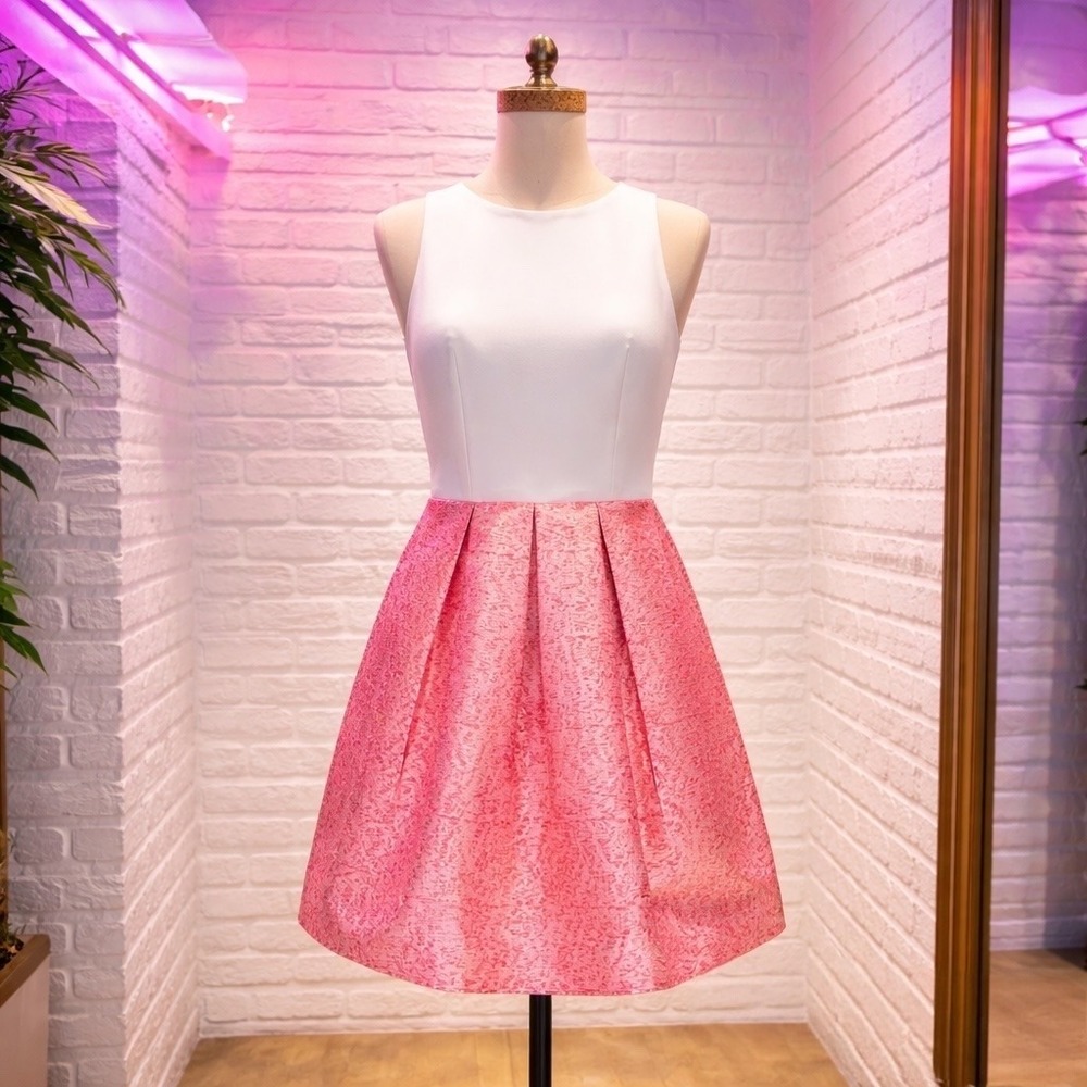 Hutch Neon Pink Jacquard Fit Flare Dress Dopamine Twee 8 Barbiecore Partycore